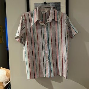 70s Striped “Dagger” Collar Blouse